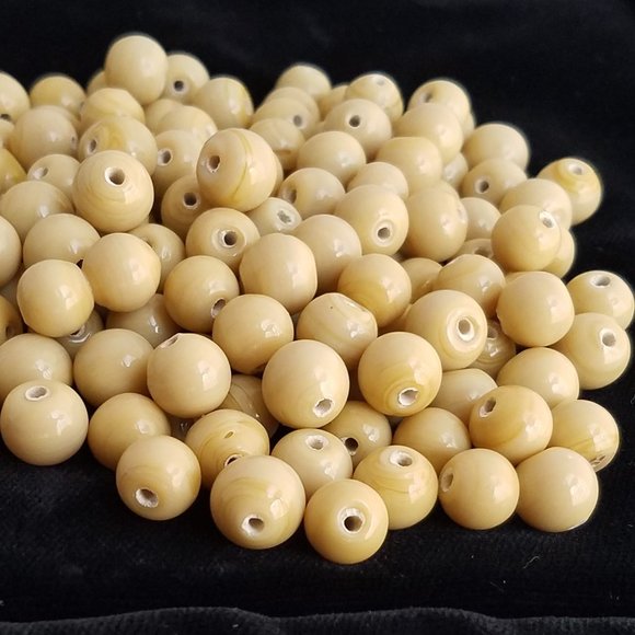 95+ Cream Beige Ceramic BEADS Round 10 mm bundle set lot - Picture 4 of 7